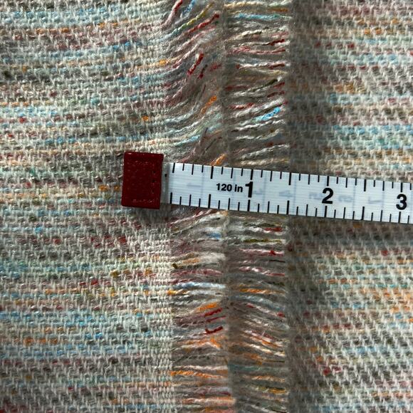 Gap Fringed Raw Edge Holiday Cozy Scarf in Ivory Frost Evening Wrap Shawl - Picture 13 of 14